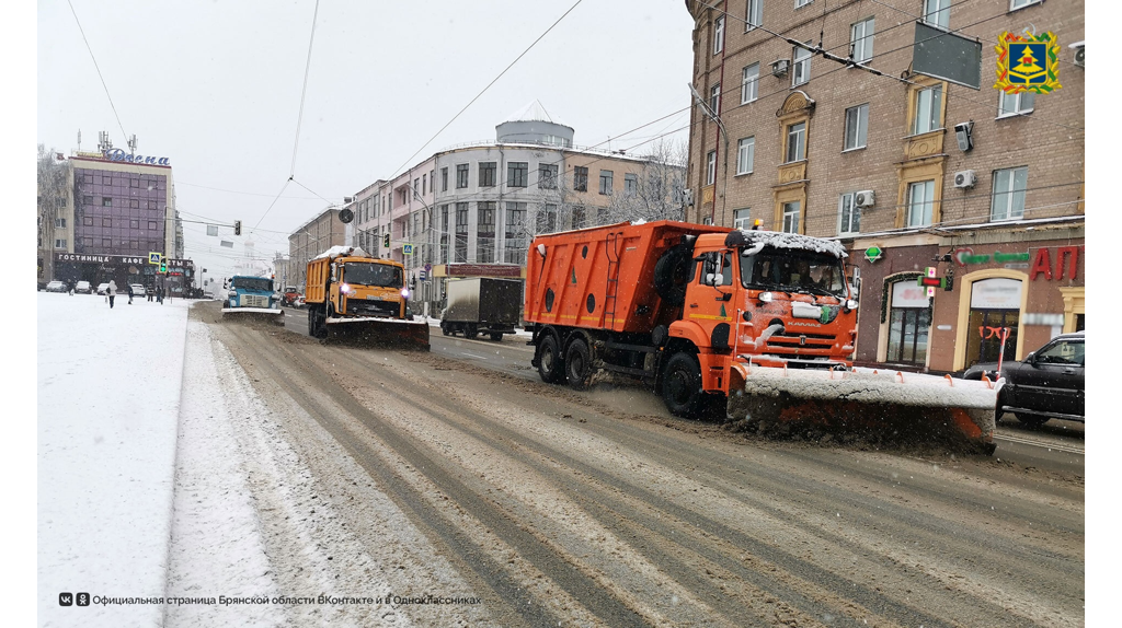 В Брянской области коммунальные и дорожные службы ликвидируют последствия снегопада
