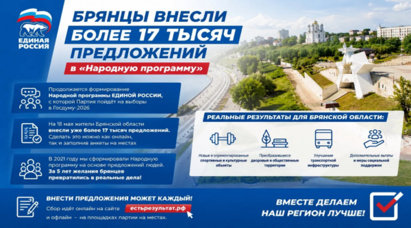 Жители Брянщины участвуют в формировании «Народной программы» партии «Единая Россия»